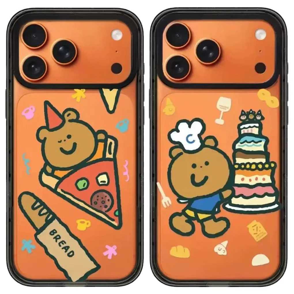 Pizza Cake Bear Acrylic Black Border Magnetic Case Cpatible with iPhone 17 16 15 14 13 12 Pro Max 17 Air H251203