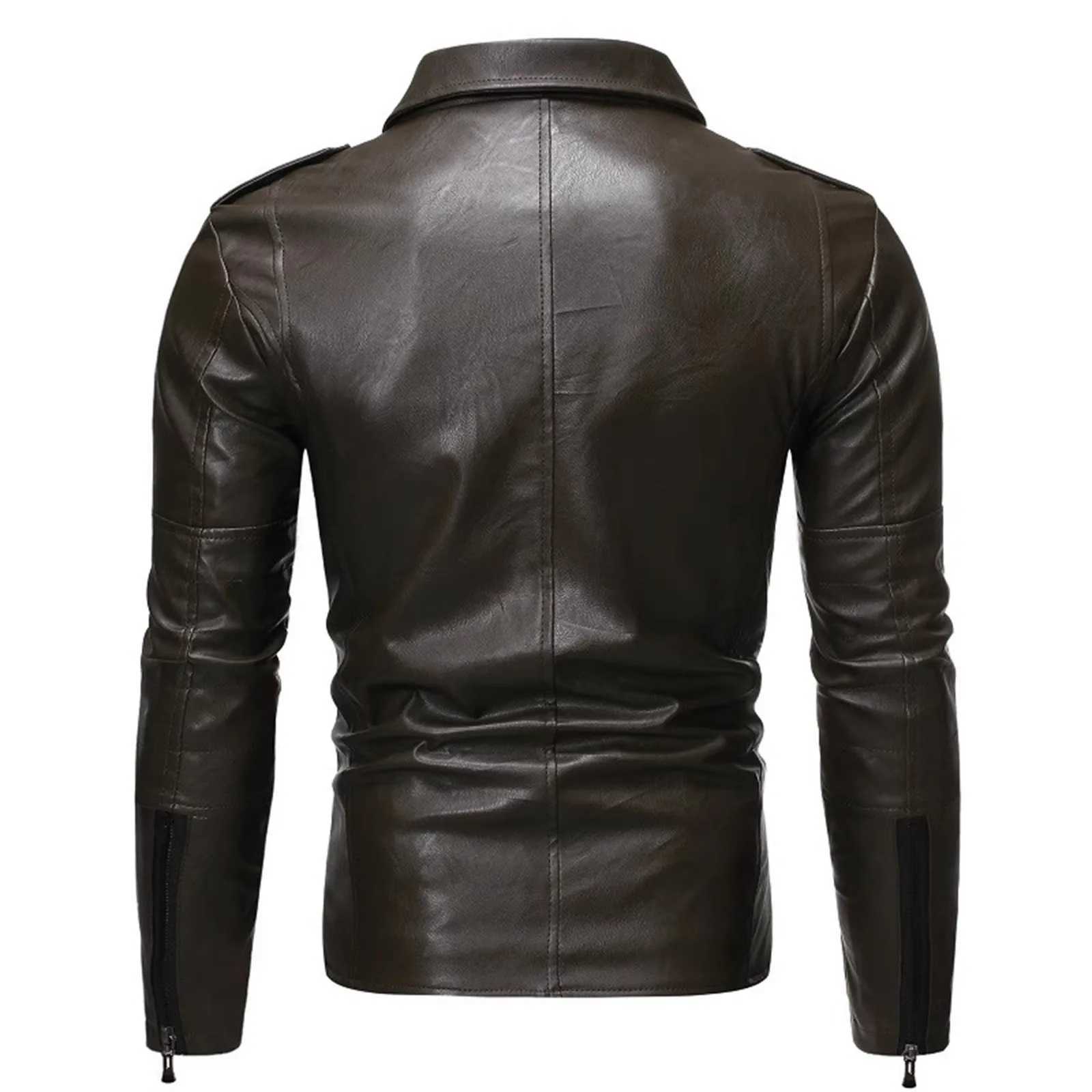 Male And Winter Solid Color Leather Jacket Warm Coat Jacket Stand Long Sleeve Pocket Fashion Coat Mens clothing chaquetaT251204