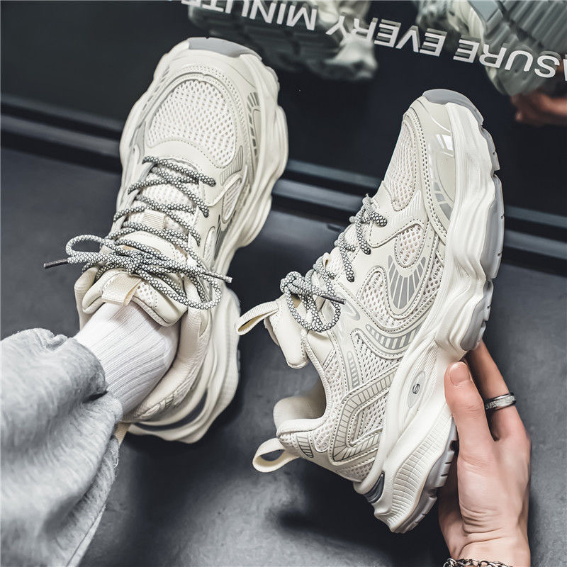 2025 Spring Men's Shoes New Breathable Mesh Shoes Men's Trendy Versatile Thick-Soled Sneakers Casual Dad Shoes Men