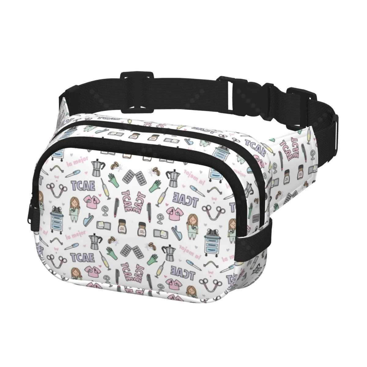 Cartoon Ladies Doctor Trendy pack crossbod Square Double Layer Waist Bag Travel and Workout AccessoryT251204
