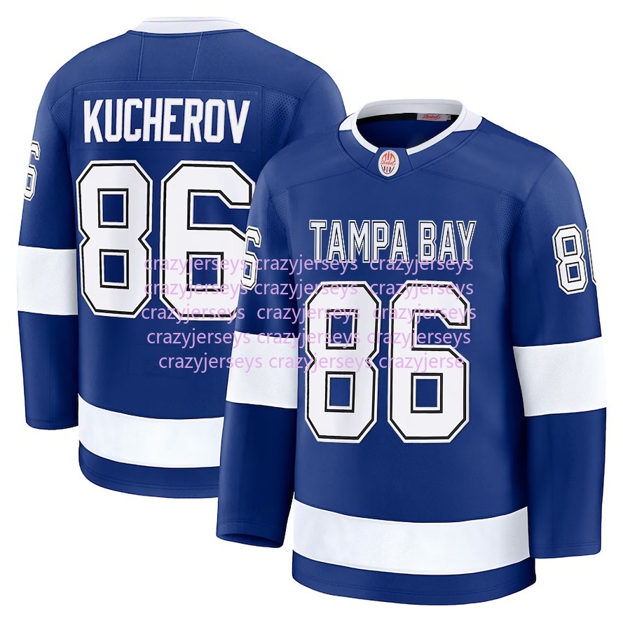 86 Nikita Kucherov Jersey Andrei Vasilevskiy Jersey Brayden Point Erik Cernak Brandon Hagel Steven Stamkos Emil Lilleberg Tampa Bay Hockey Jerseys