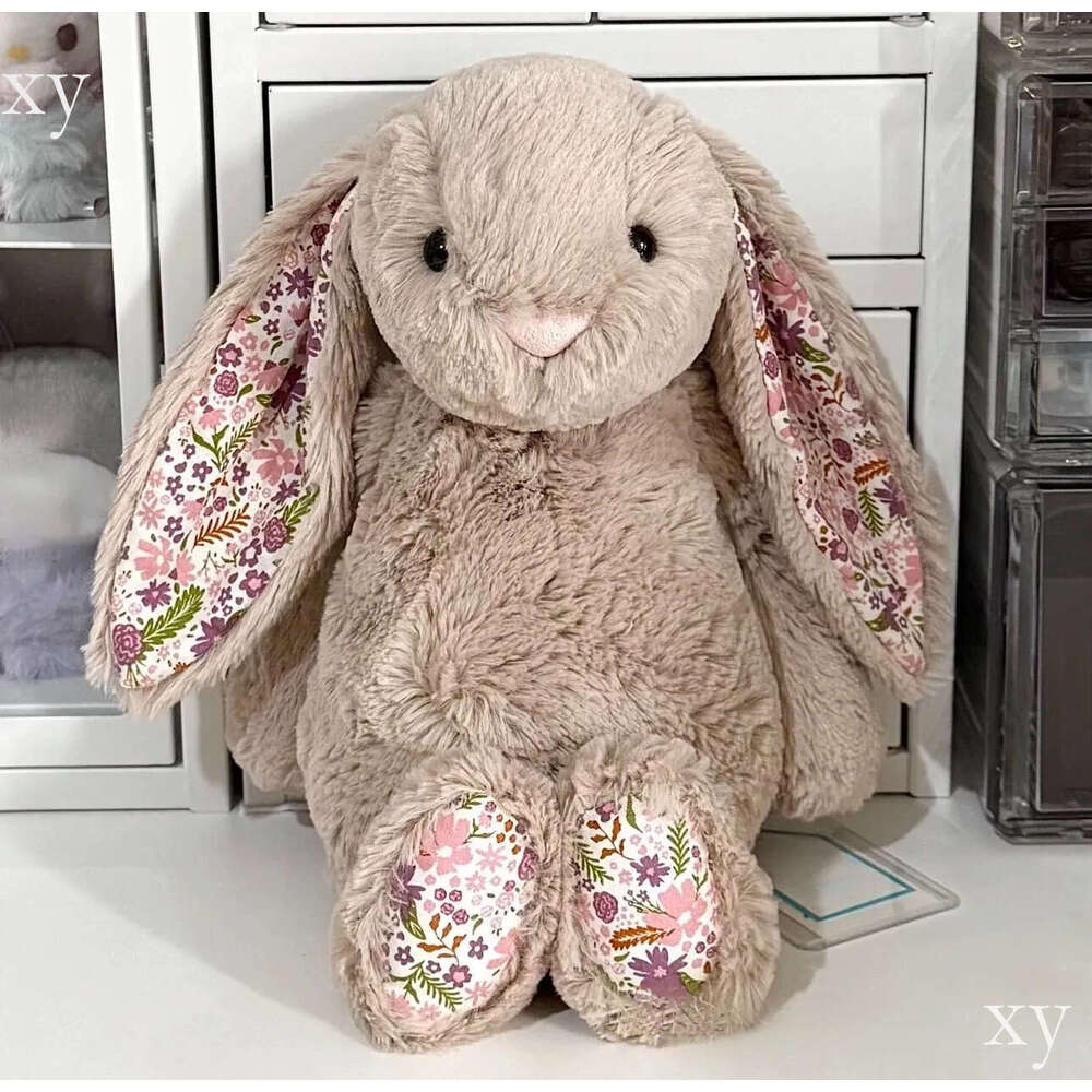Dolls Blossom Bunny 'Petal' Plush Children's plush toys floral ear rabbit Soft Toy Beige Petal Bonnie Rabbit Doll body pillow Gifts wit