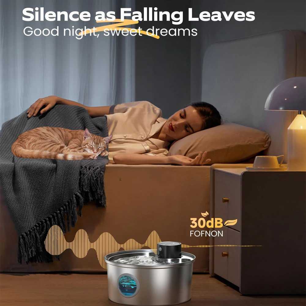 32L Recharge 5V USB Cat Water Fountain Automatic Sensor Stainless Steel Cat Dog Water Fountain Multiple Pet Drinking Bowls M251204