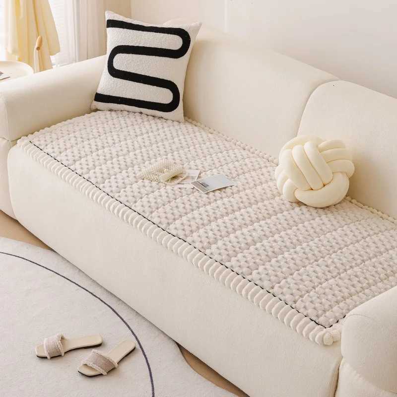 Honeycomb Fleece Living Room Sofa Cushion Autumn/Winter Straight-Cut One-Piece Anti-Slip Seat Pad Thickened Plush Sofa Cover M251204 - view 6