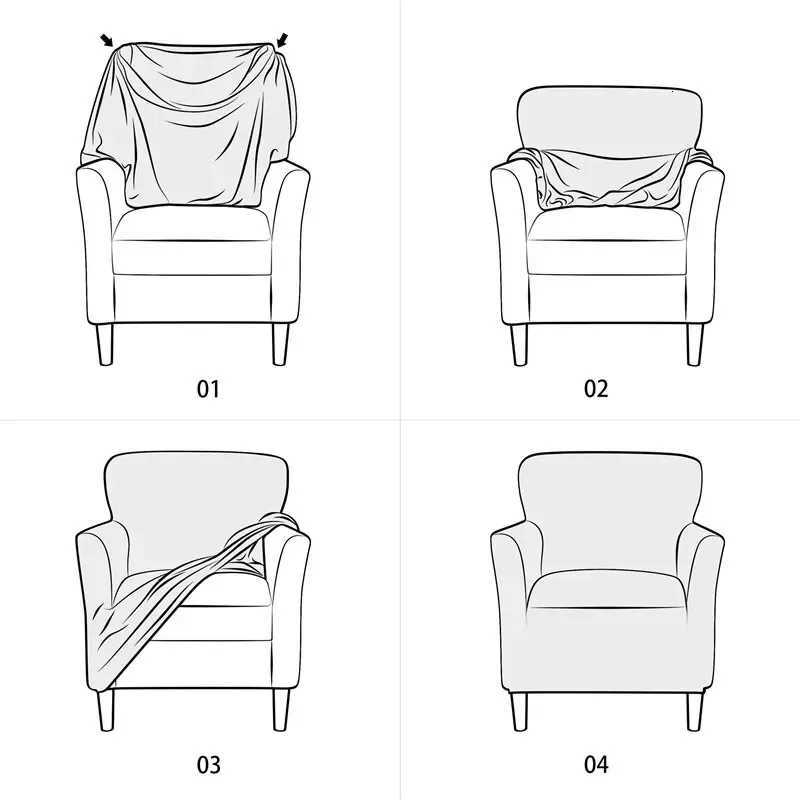 Polar Fleece Tub Club Chair Cover Spandex Armchair Slipcovers for Living Room Elastic Single Sofa Covers Home Bar Counter Hotel M251204 - view 4