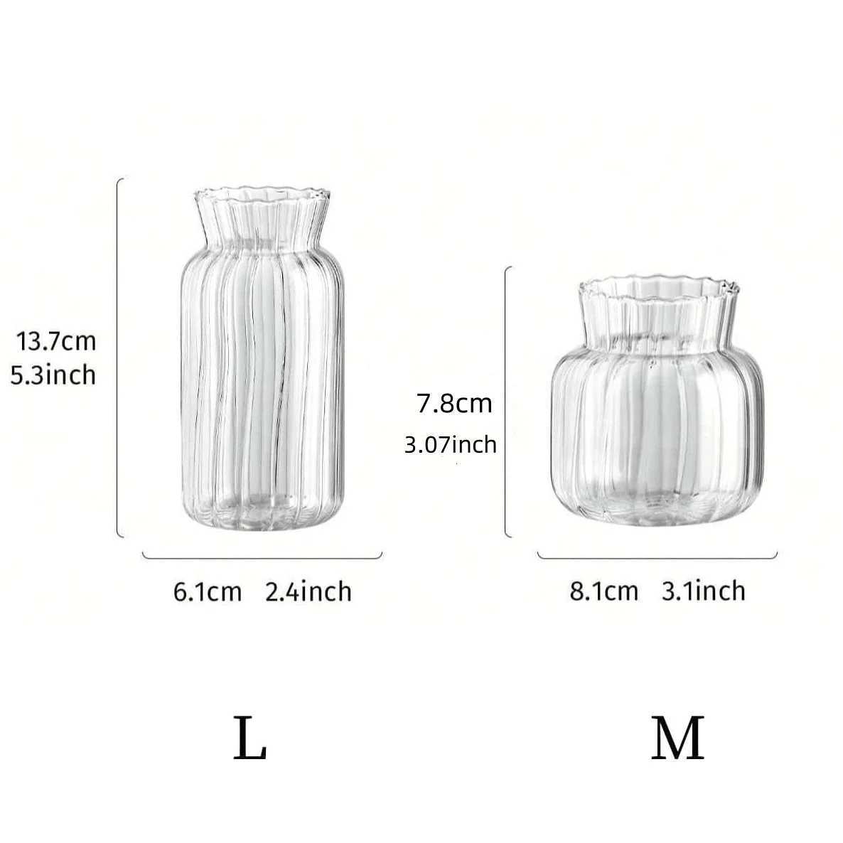 Transparent Vases Hydroponic Plants Flower Arrangement Bottle Mini Retro Striped Vase He Ro Dinner Table Decor H251204