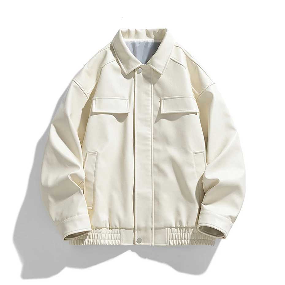 Turndown Collar PU Jacket Men Motorcycle Biker Jacket Coat Fashion Spring Autumn PU Coats Male Faux Leather Jackets BlackT251204