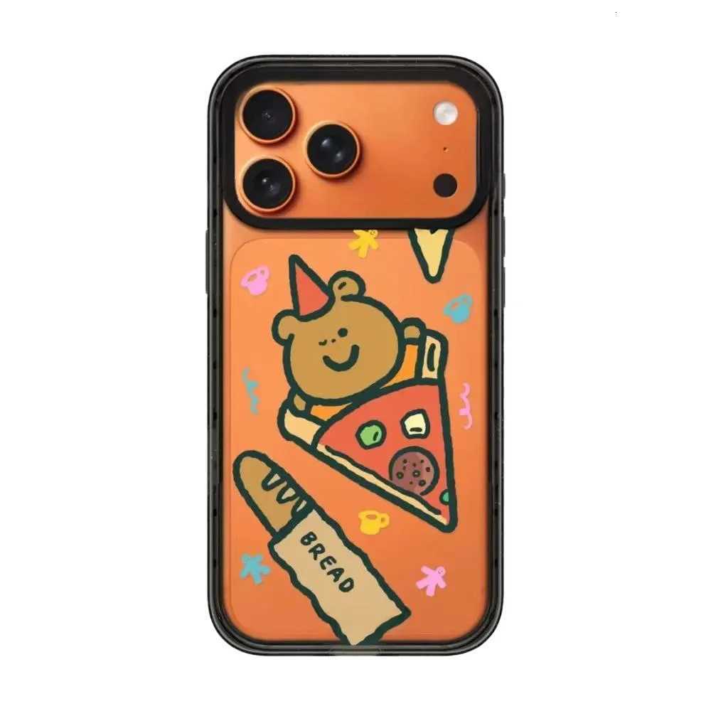 Pizza Cake Bear Acrylic Black Border Magnetic Case Cpatible with iPhone 17 16 15 14 13 12 Pro Max 17 Air H251203