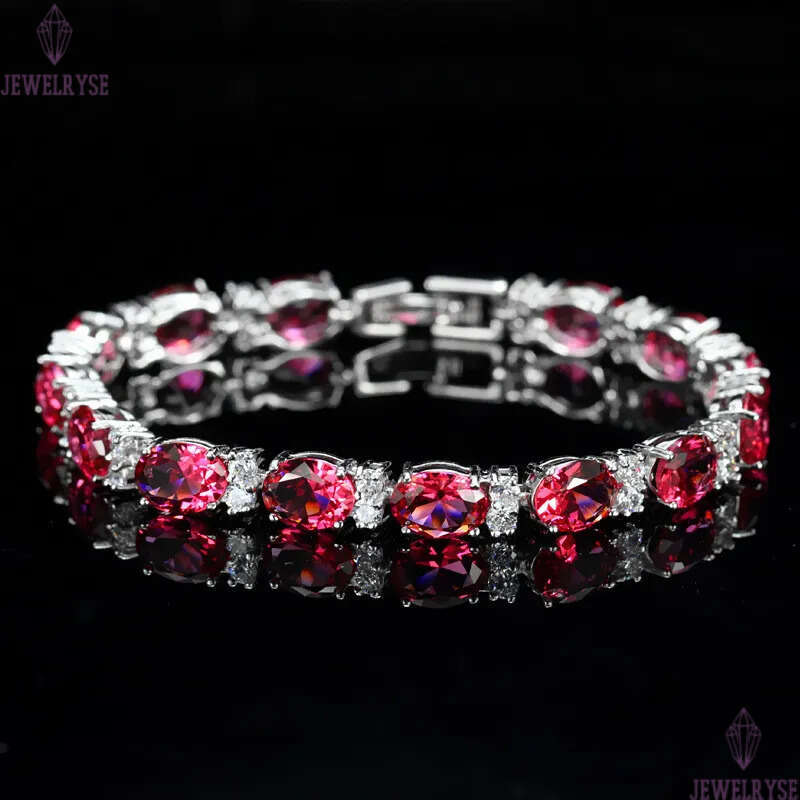 luxury pink diamond tennis bracelet designer for woman party green AAA cubic zirconia copper silver crystal bracelets womens engagement wedding jewelr