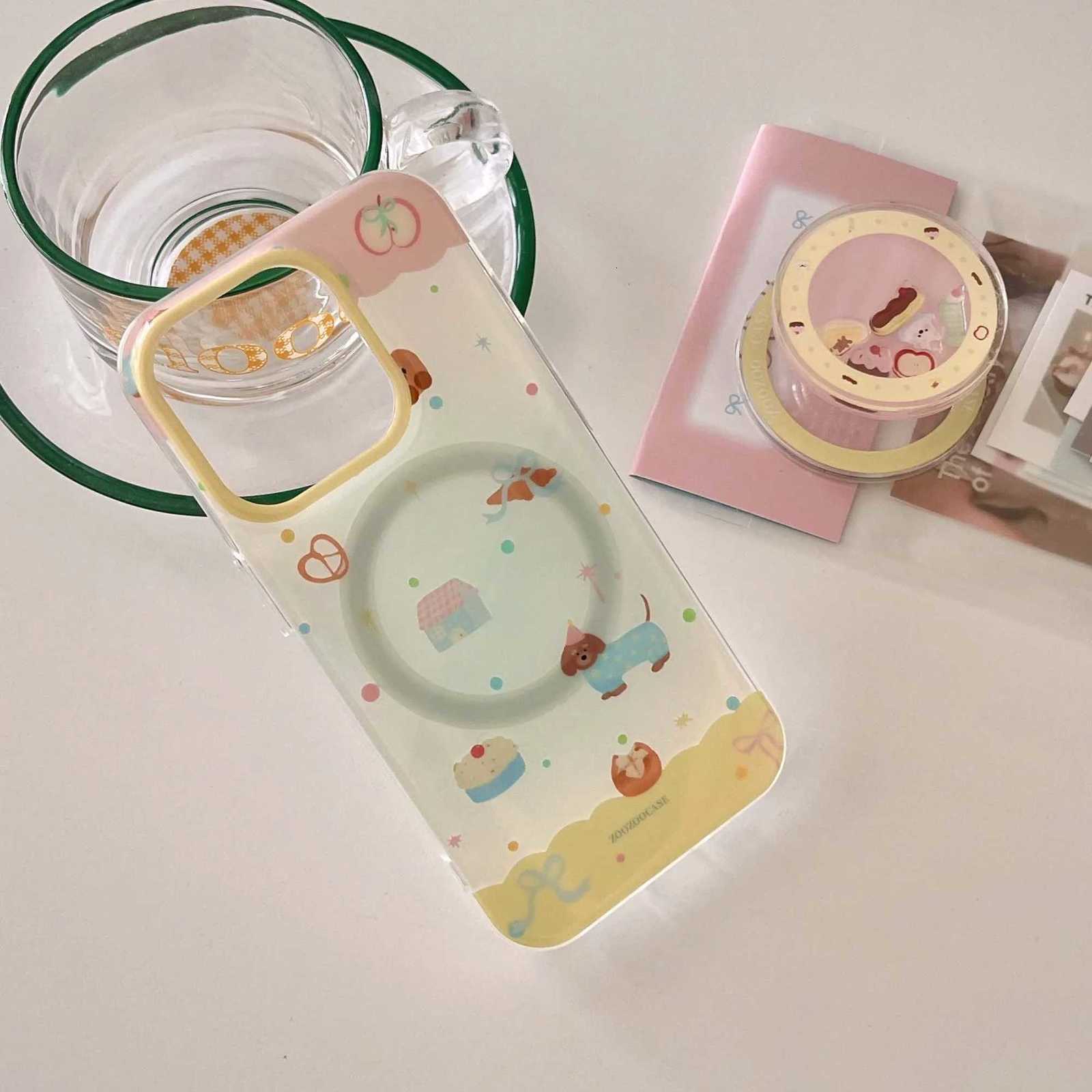 Cool magnetic stand holder ins candy colorf dog cute cartoon phone case for iPhone 13 14 15 prax 16 pro max cover H251203