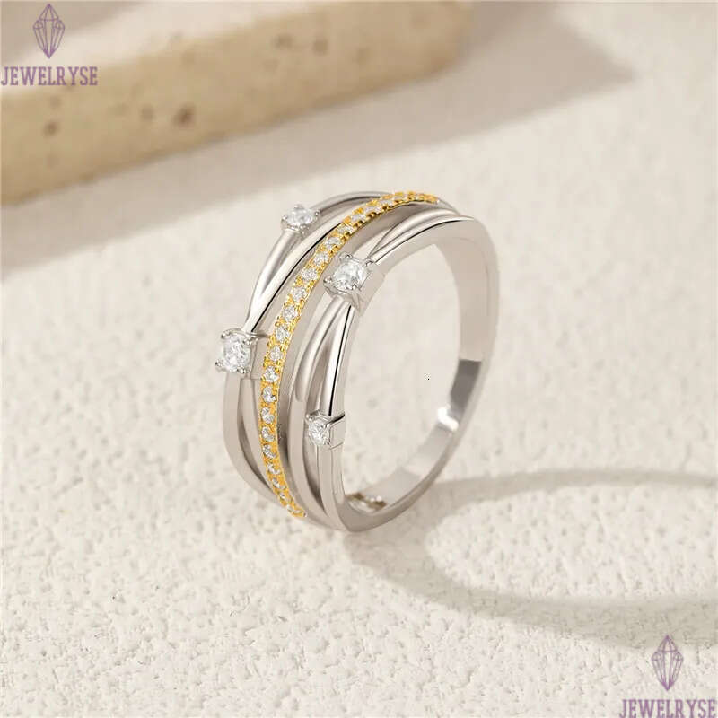 popular multilayer s925 sterling silver ring designer for woman daily outfit party 5A cubic zirconia diamond luxury gold band rings womens jewelry fri