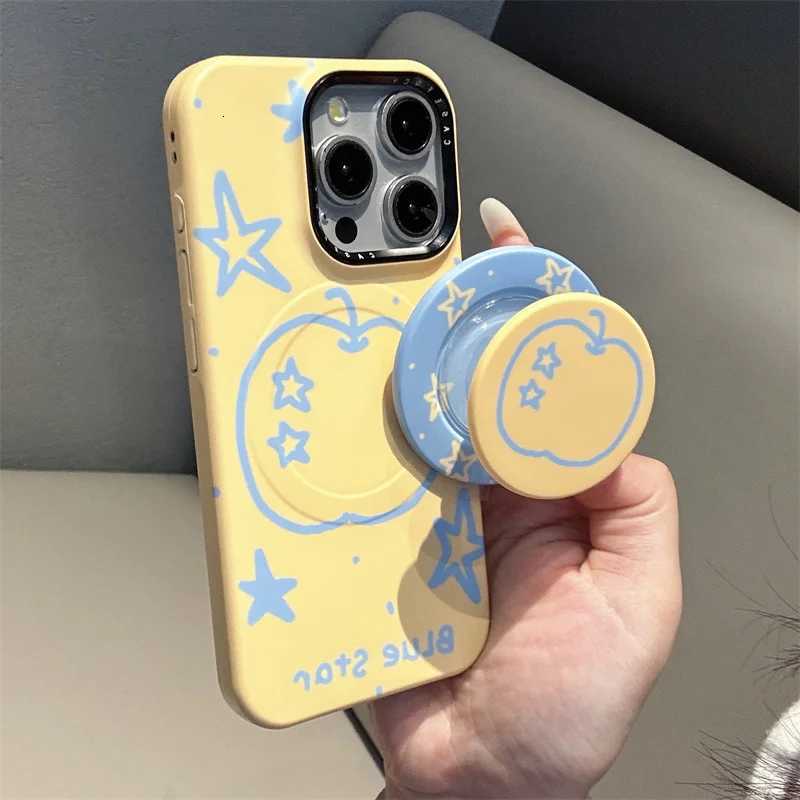 Korean Line Star Cute Magnetic Case For iPhone 16 Pro 15 12 14 13 Pro Max Cover with Stand Holder Phone Case for H251203