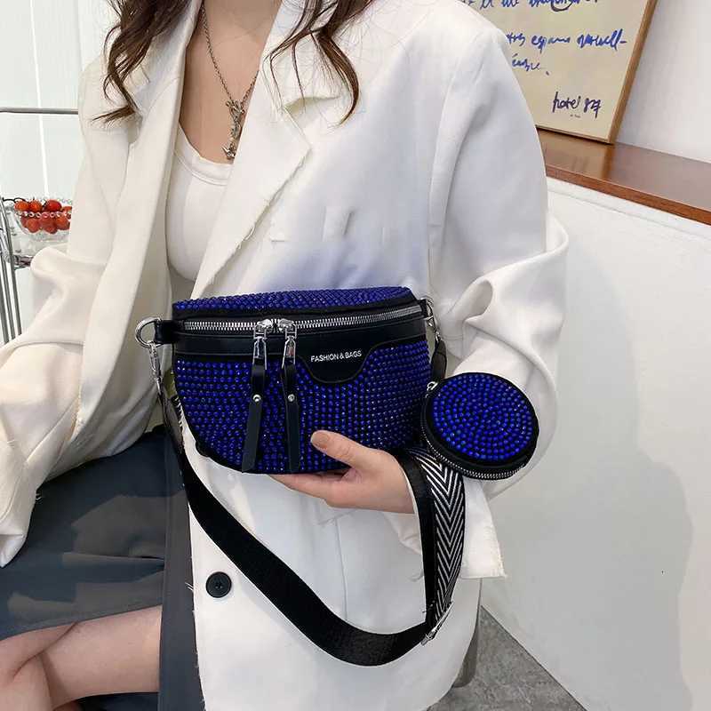 Casual Summer Waist Bag Waist pack Rhinestone Shoulder Crossbody Chest Bags Luxury Leather Fanny pack Two- piece Belt Bag ClutchT251204
