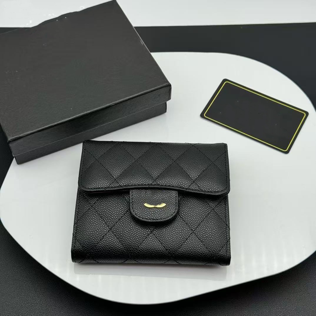 CF Caviar Sheepskin Flip Wallet CARD HOLDER Credit ID Wallet Designer leather Fashion Womens Mini Zippy Organizer Wallet Coin Purse bag Belt Charm Key Pouch with Box