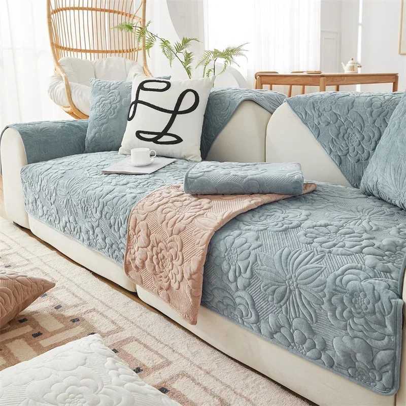 1PC Thicken Jacquard Sofa Seat Covers Non-Slip Solid Color Sofa Mat Towel Winter Warm Couch Slipcovers for Living Room M251204 - view 6