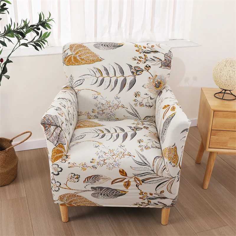 Floral Tub Accent Chair Cover Stretch Club Armchair Slipcovers Anti-slip Elastic Single Sofa Covers for Living Room Bar Counter M251204 - view 4