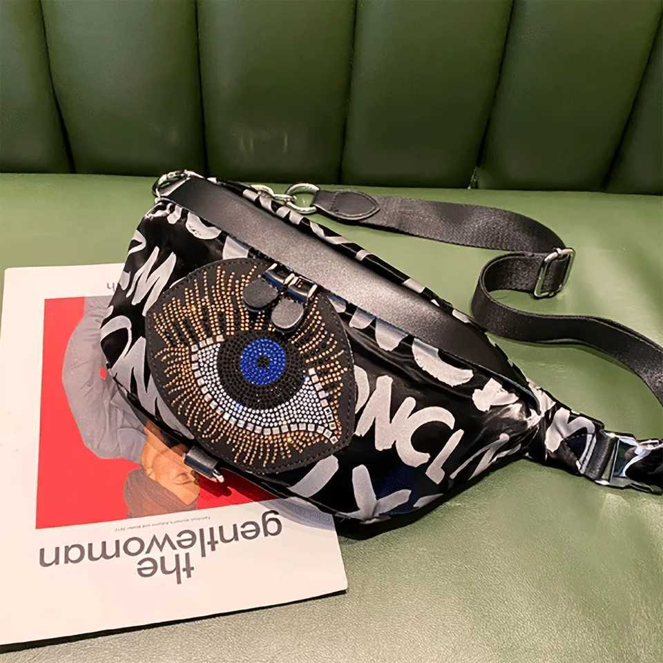 Trendy brand rhinestone chest bag versatile fashionable and casual Oxford cloth lightweight crossbody waist bag for womenT251204