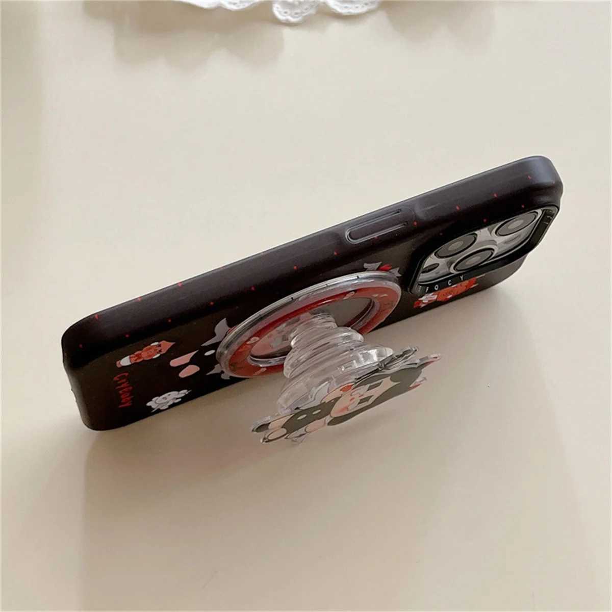 Fashion Cute Black Cry Girl Magnetic Phone Case For iPhone 17 Pro 16 14 15 Pro Max Cover with Stand For Cases Capa H251203