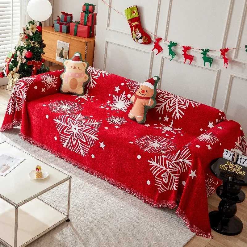 Christmas Red Sofa Blanket Nordic Tassels Throw Towel Four Season Sofa Cover Dustproof Anti-scratch Couch Covers Furniture Cover M251204 - view 3