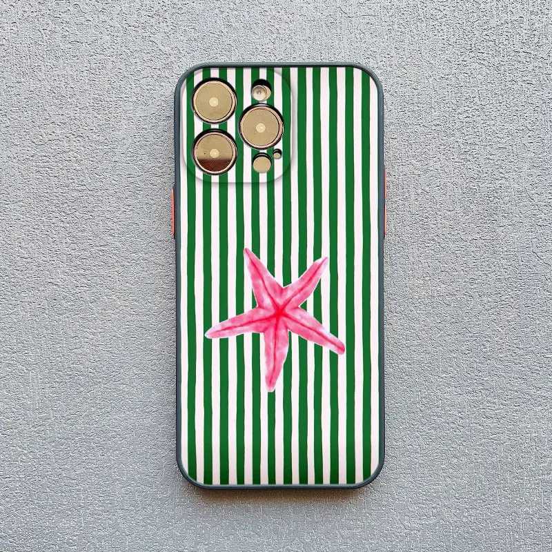 Colorf Marine Organism Striped Base Color Phone Case For iPhone 13 12 11 Pro Max Mini 16 15 14 Pro Max Plus X XR XS SE2 Covers H251203