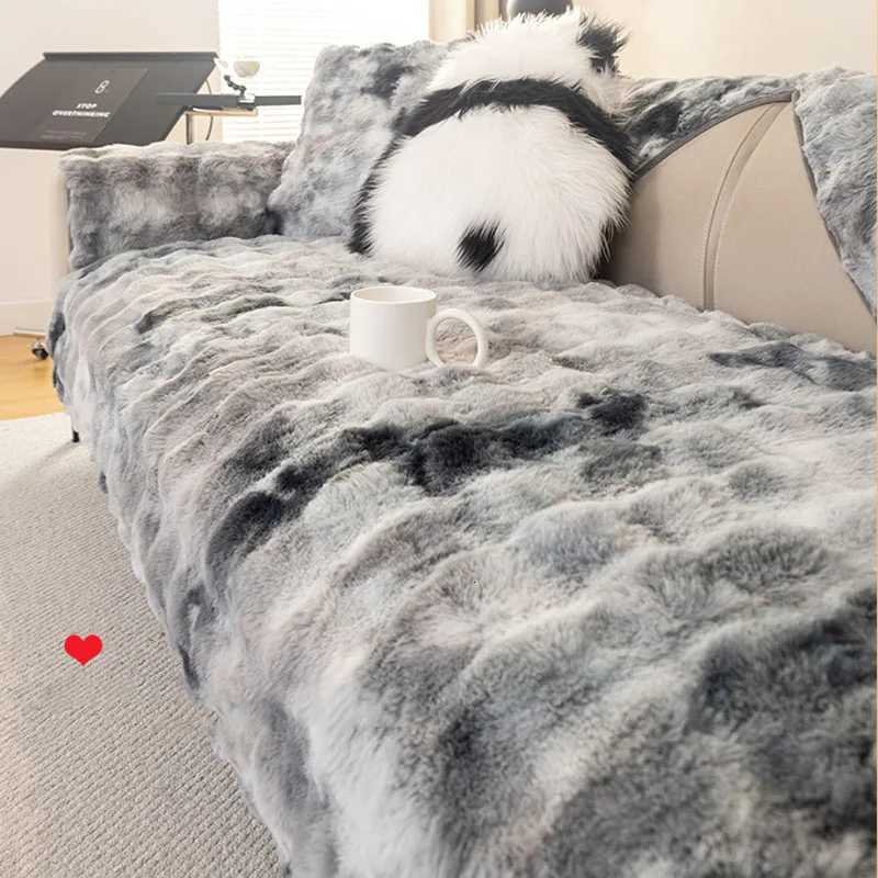 Gradient Bubble Faux Rabbit Plush Sofa Cushion Thick Anti-Slip Sofa Cover for Autumn and Winter Cozy Home Decor for Living Room M251204 - view 5