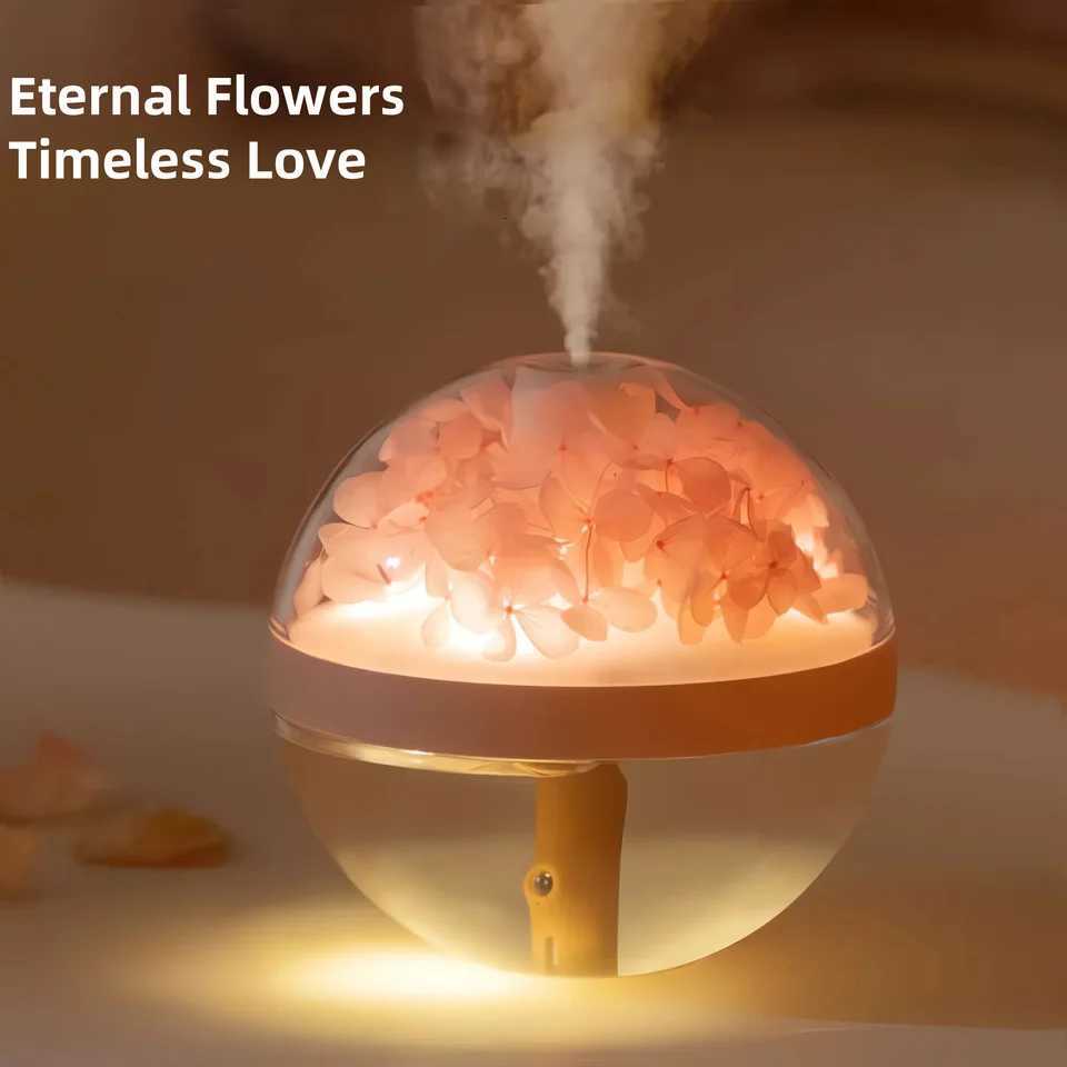 Eternal Flower Humidifier Atmosphere Light Dual-USB Battery Charger Mini He Festival Gift Artificial Flower Diffuser C251204