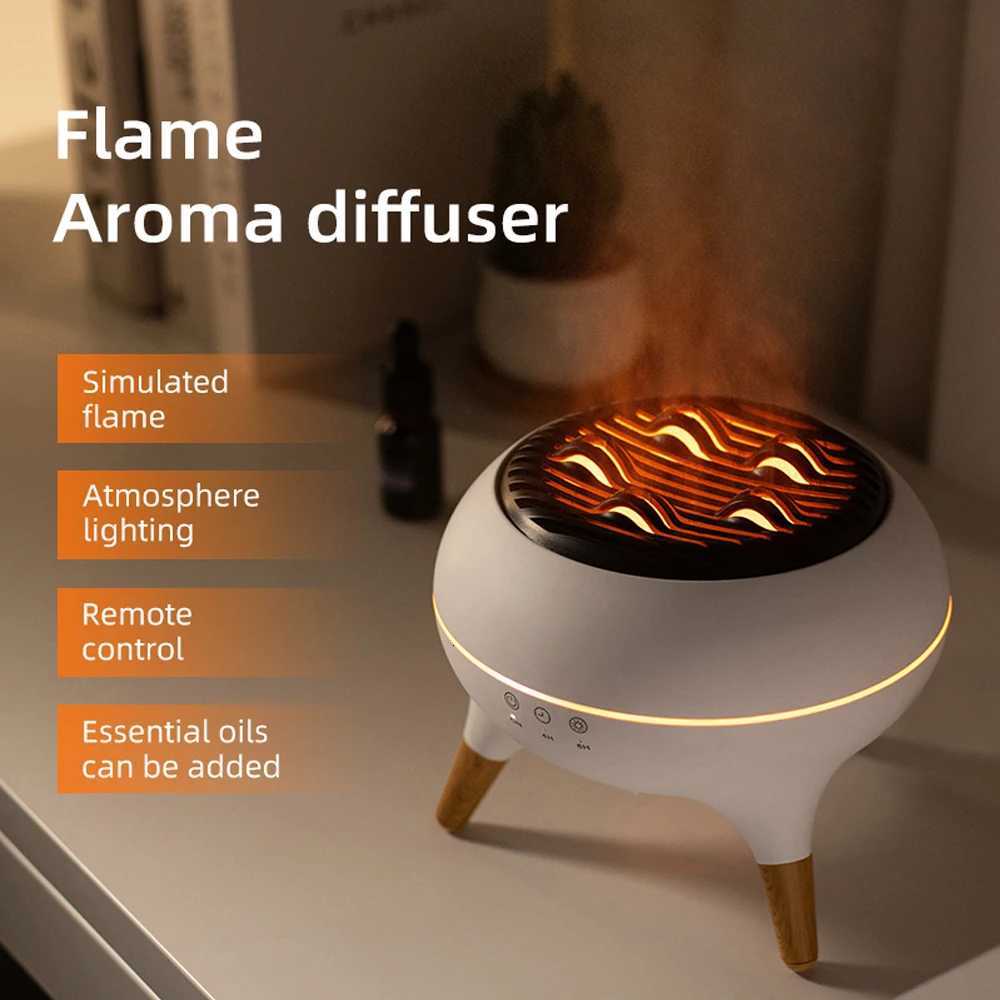 350ml Humidifier Aratherapy Essential Oil Simate Flame Ara DiffuserRemote Control Adjusted Colorf Atmosphere Lighting C251204