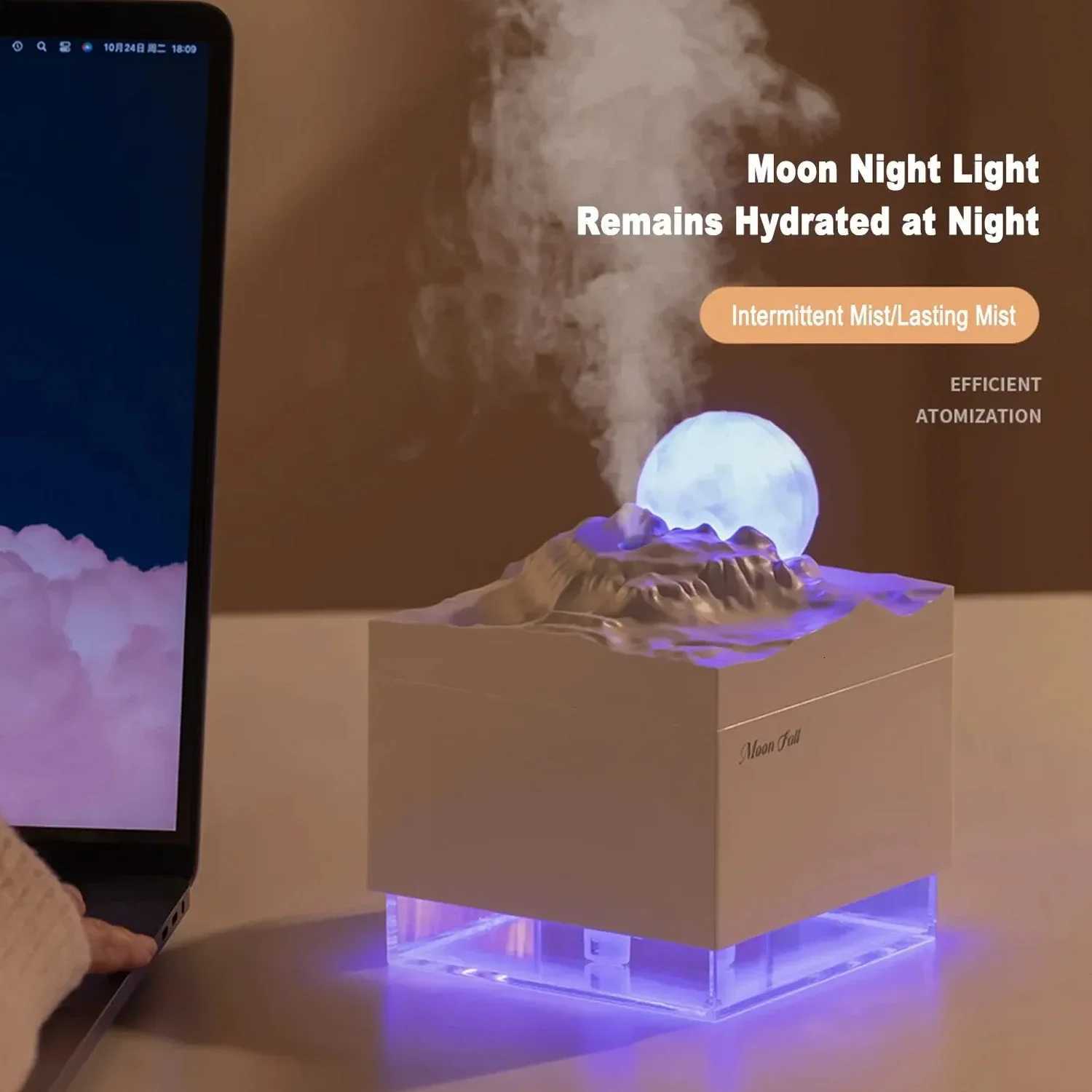 Scent Diffuser Cool Mist Humidifier with LED Moon Lamp Essential Oil Ara Diffuser and Night Light for He and Off C251204