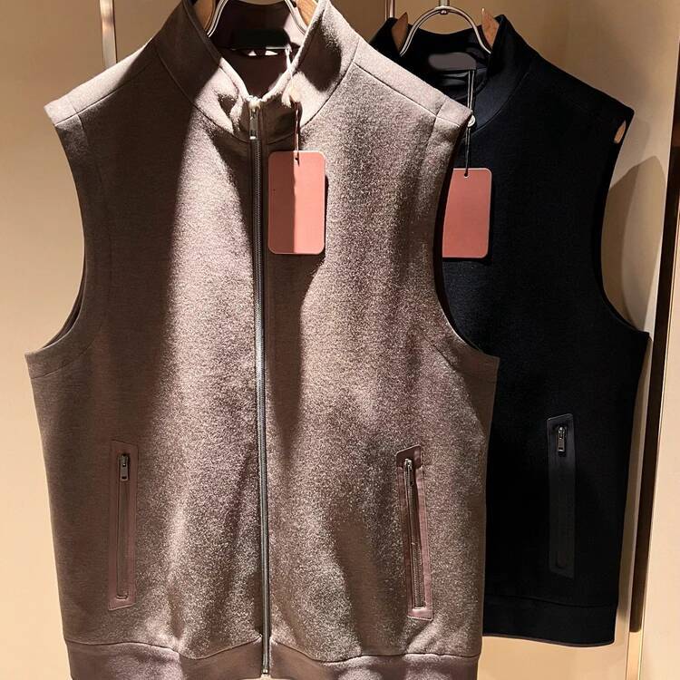 LP Italian Stand-Up Collar Solid Color Wool Blended Business Casual Simple Vest