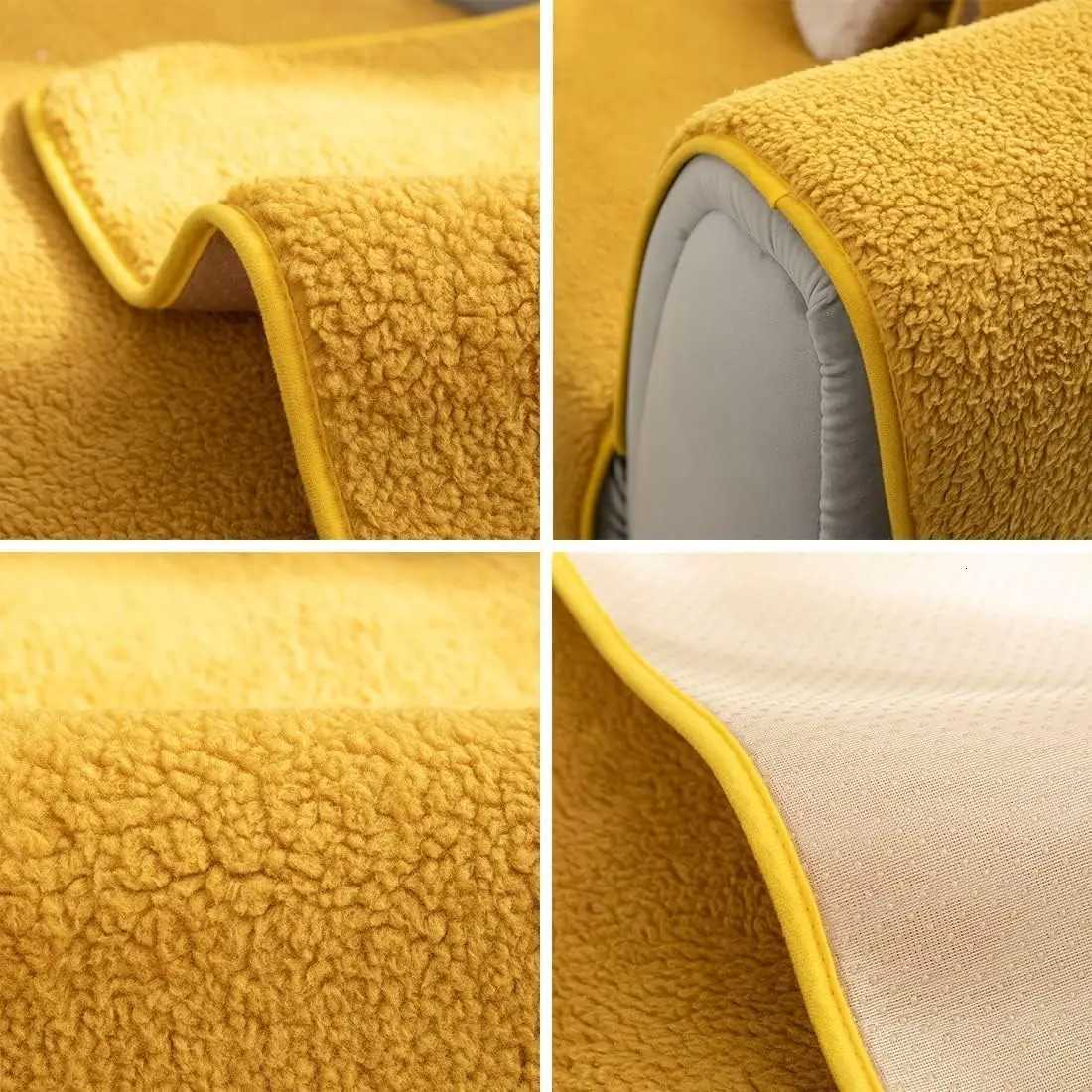 Lamb Wool Sofa Cover Plush Soft Warm Cushion Couch Protector Thicken Non-Slip Solid Color Slipcover for Living Room Decor Modern M251204 - view 4