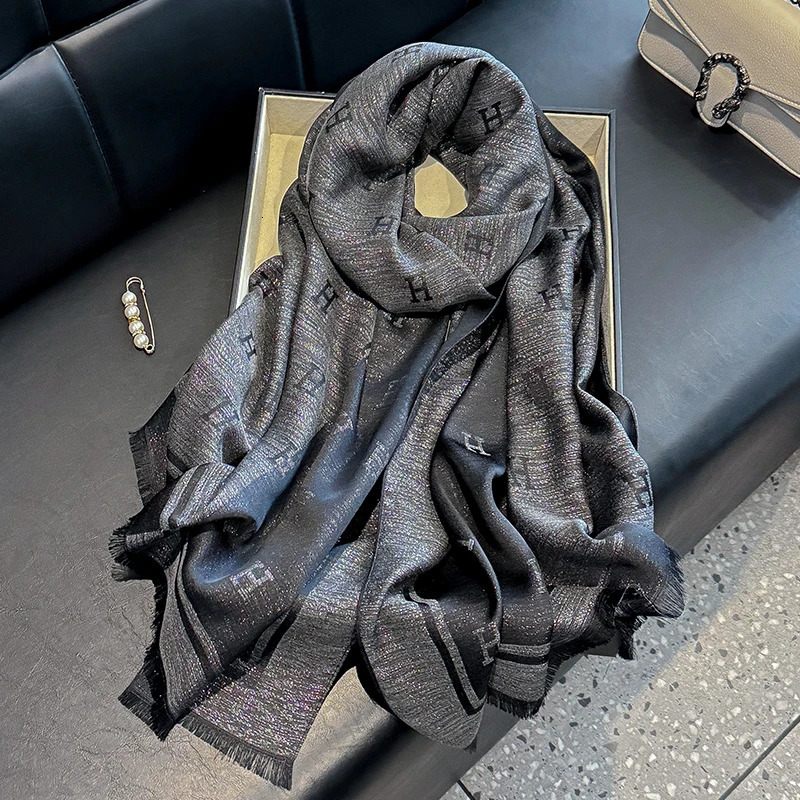 Muslim Fashion Ladies Letter Print Hijab Tencel cotton Gauze scarf Elegance Sun Protection Shawl Decoration Wrap Headscarf 251129