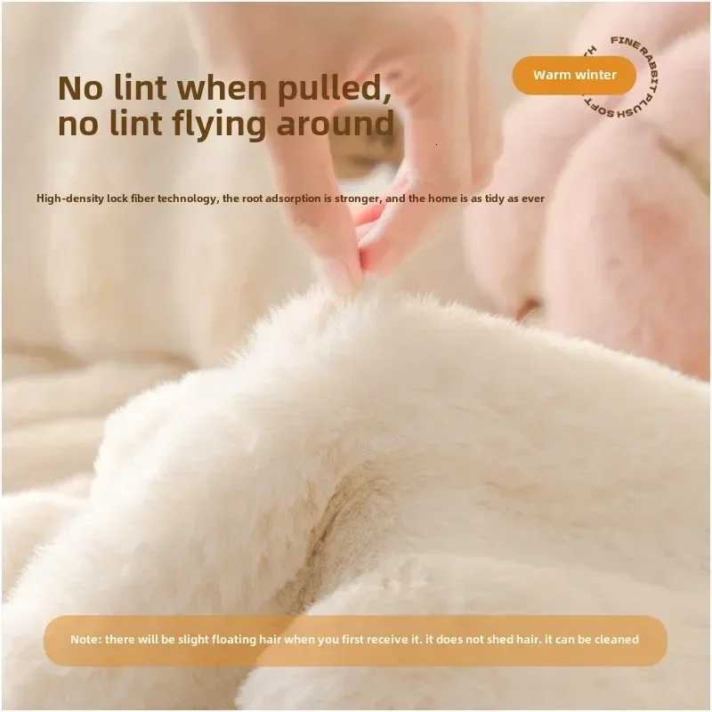 Stripe Thicken Rabbit Plush Sofa Cover Non-Slip Couch Cushion Towel for Living Room Sofa Blanket Home Decor Slip Covers M251204 - view 3