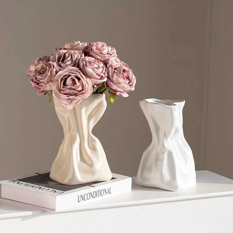 Shell Plastic Vase He Decor Folding Hydroponic Flower Arrangement Vase Imitation Ceramic Landscape Art Flower Pot Decoration H251204