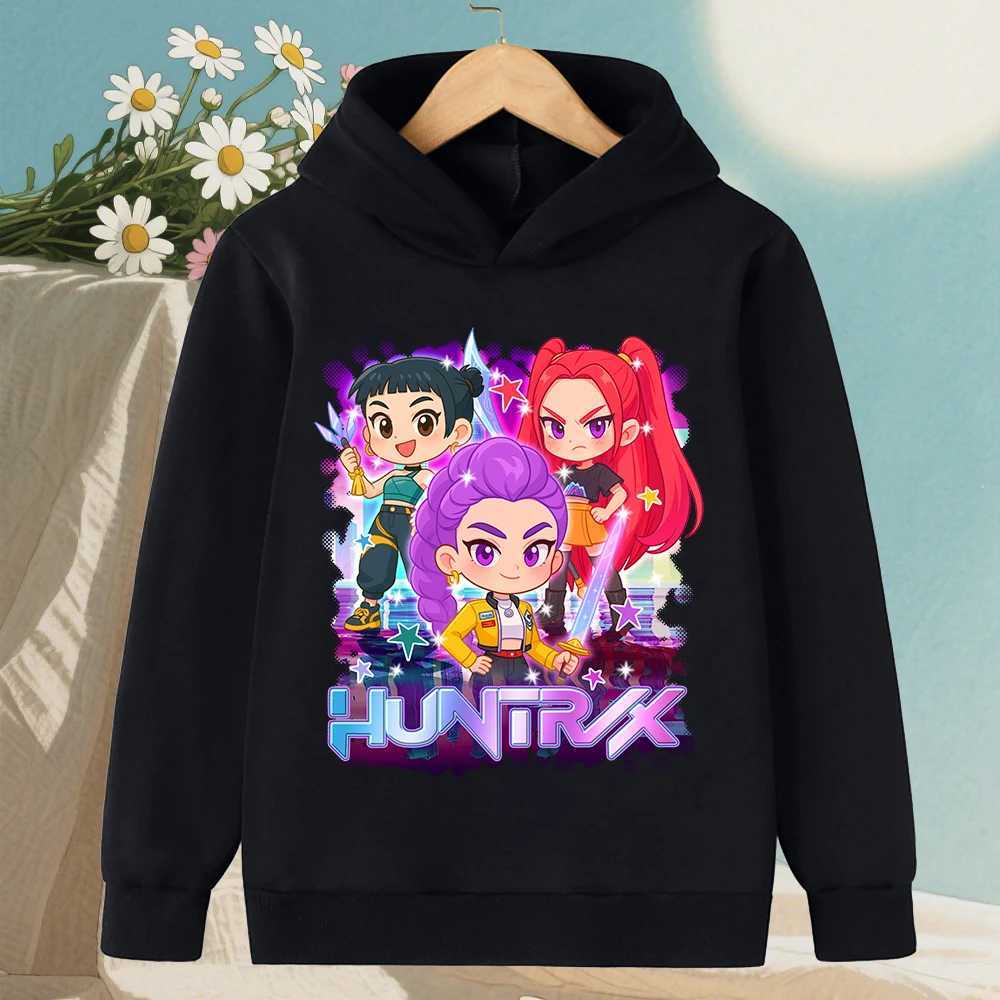 Children Autumn Winter K-pop Demon Hunter Animated Girl Hooded Outdoor Street Casual Sportswear Fashionable Cute Boy Girl TopW251204