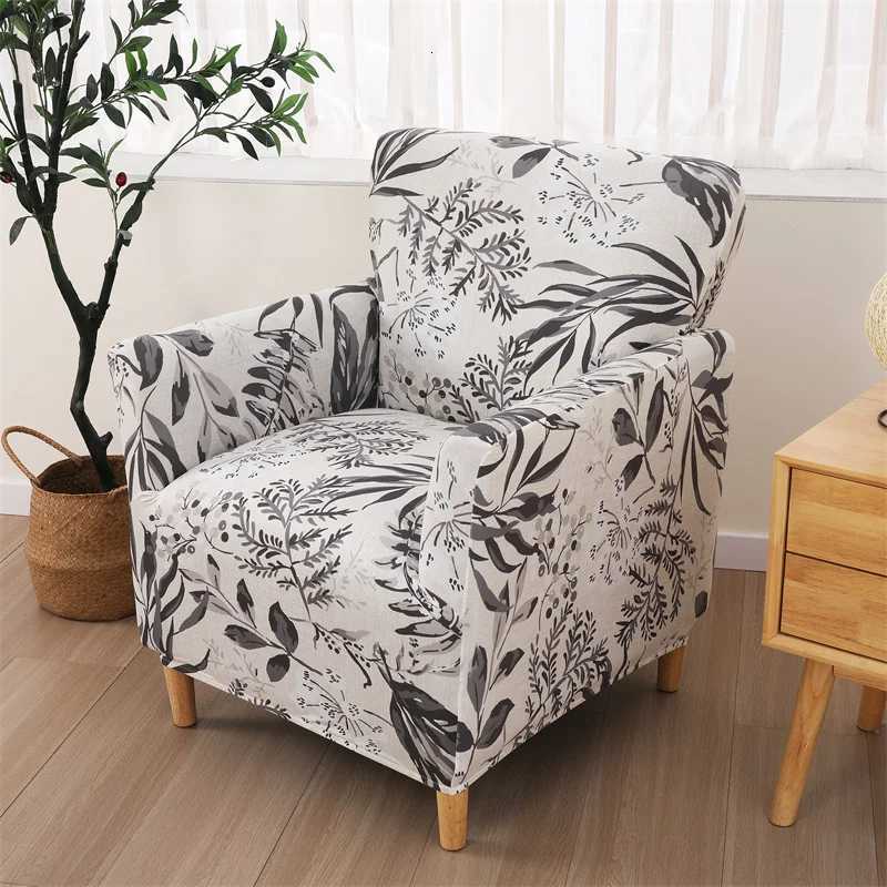 Floral Tub Accent Chair Cover Stretch Club Armchair Slipcovers Anti-slip Elastic Single Sofa Covers for Living Room Bar Counter M251204 - view 7