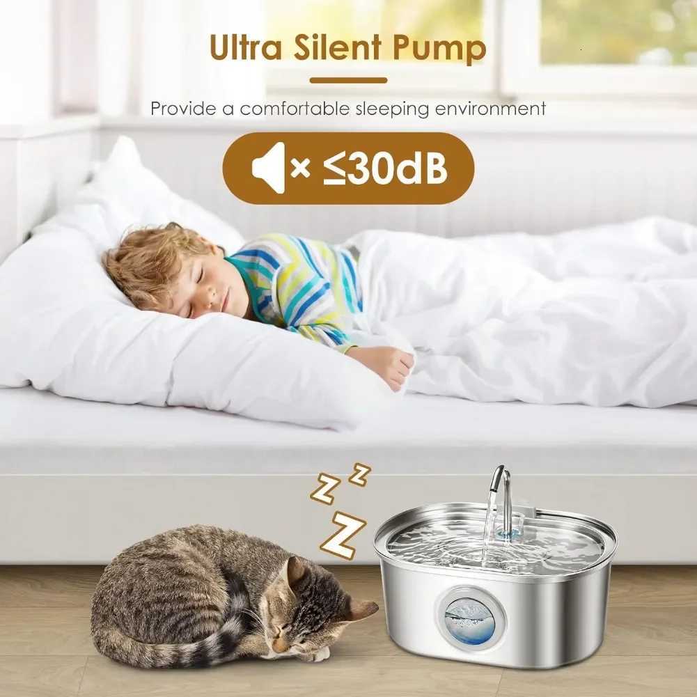 32L Stainless Steel Cat Water Fountain Automatic Cat Drinking Dispenser For Cats Dogs Smart Sensor Pet Water Fountain Drinker M251204