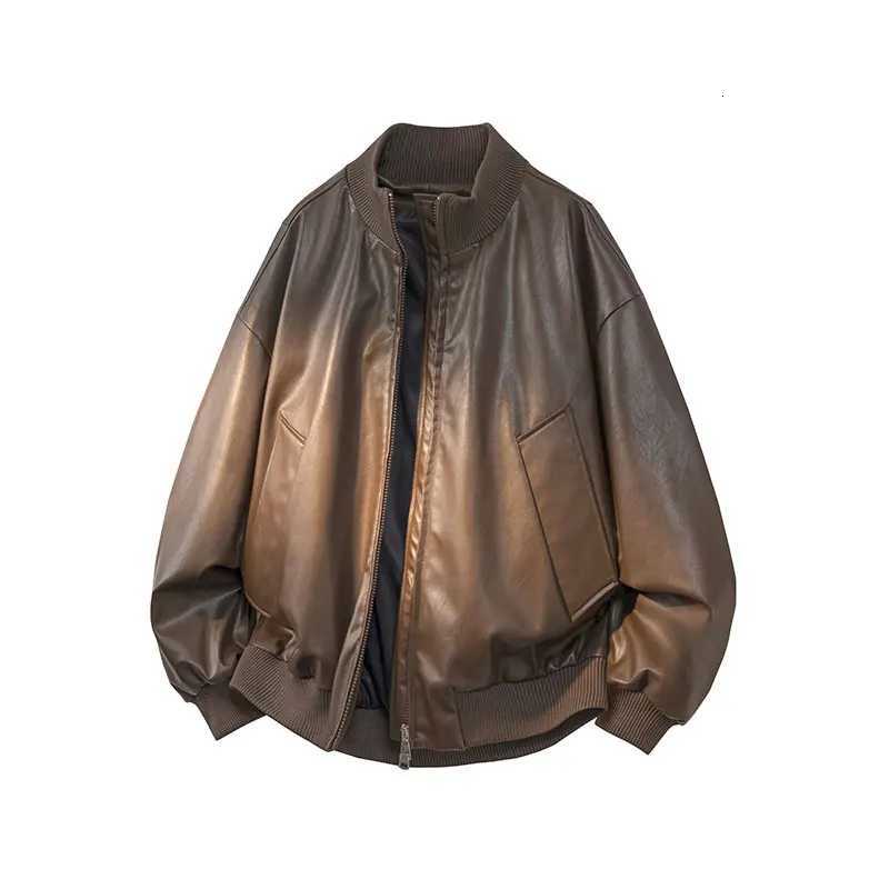 2025 Autumn and Winter Unisex High-end and Handsome Leather Jacket with Retro Loose Comfortable Fashionable and Casual DesignT251204