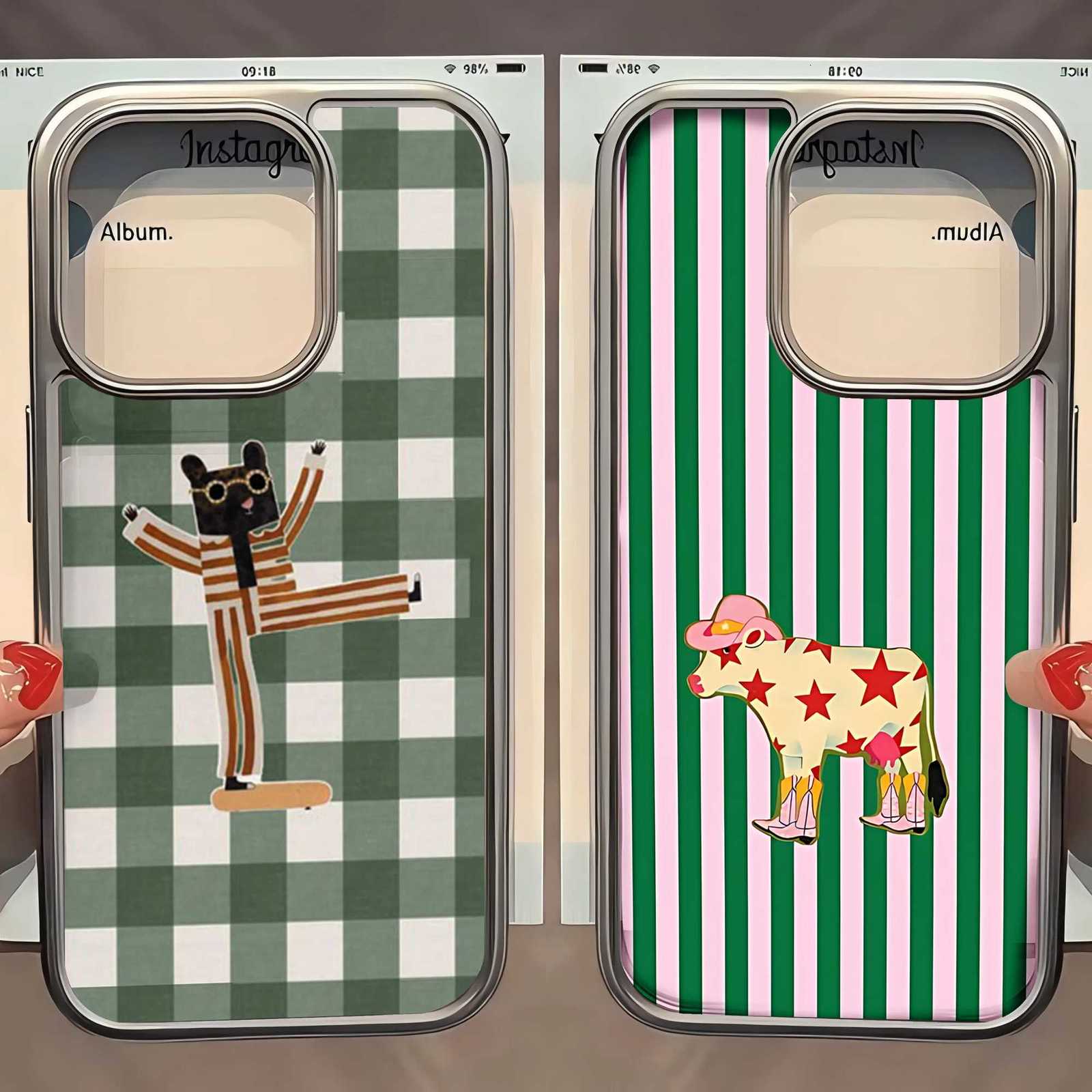 Simple Cute Green And White Plaid Phone Case for iPhone 17 16e 16 15 14 13 12 11 Air Pro Max X XR Plus Luxury Clear Cover H251203