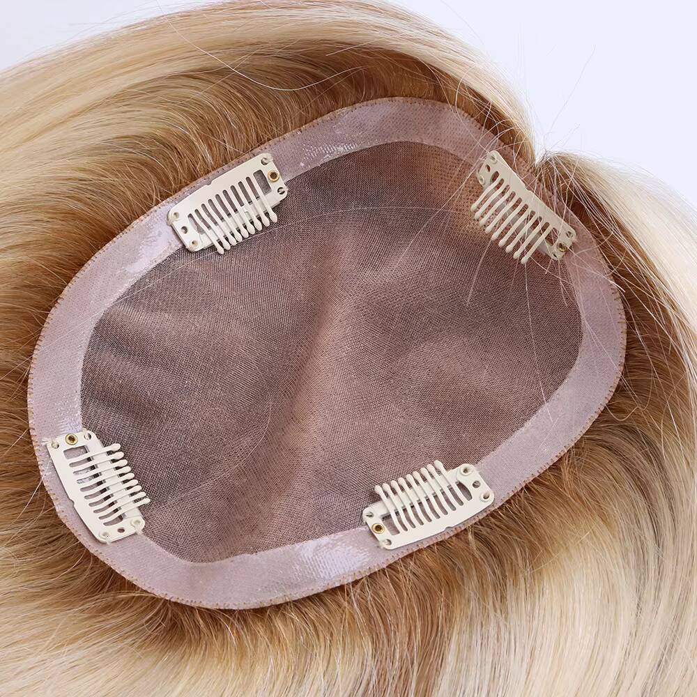 613 Highlight 8 Color Straight Human Hair Topper 5x65 Women Hair Toppers European Virgin Hair 16 Mono Base Toppers