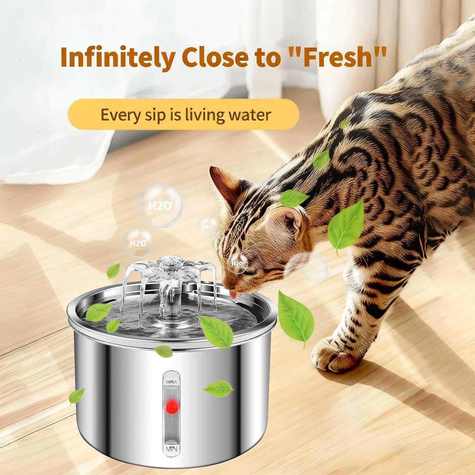 2L Cat Water Fountain Automatic Pet Water Dispenser Stainless Steel Drinking Bowl with USB Ultra-quiet Pump Pets Water Fountains M251204 - view 3