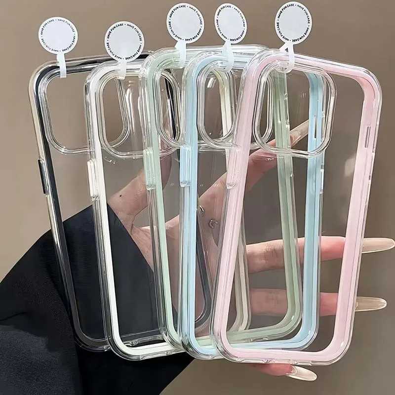 Luxury Candy Color Frame Clear Back Phone Case For iPhone 17 16 15 14 13 12 Pro Max 11 16PLUS 17 Acrylic Shockproof Bumper Cover H251203