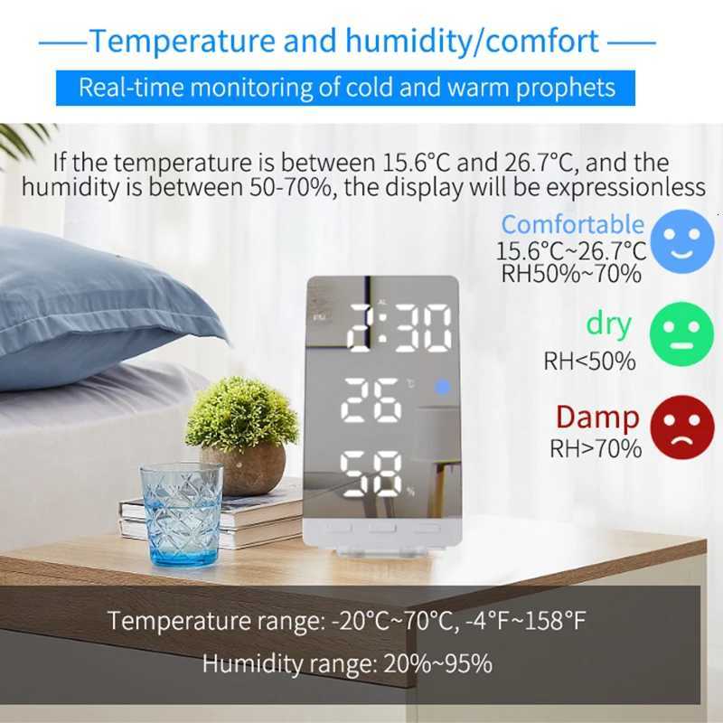Digital Alarm Clock Led Clock with Temperature Humidity Desk Clocks for OfficeWall ClockBedside Clock M251205 - view 5
