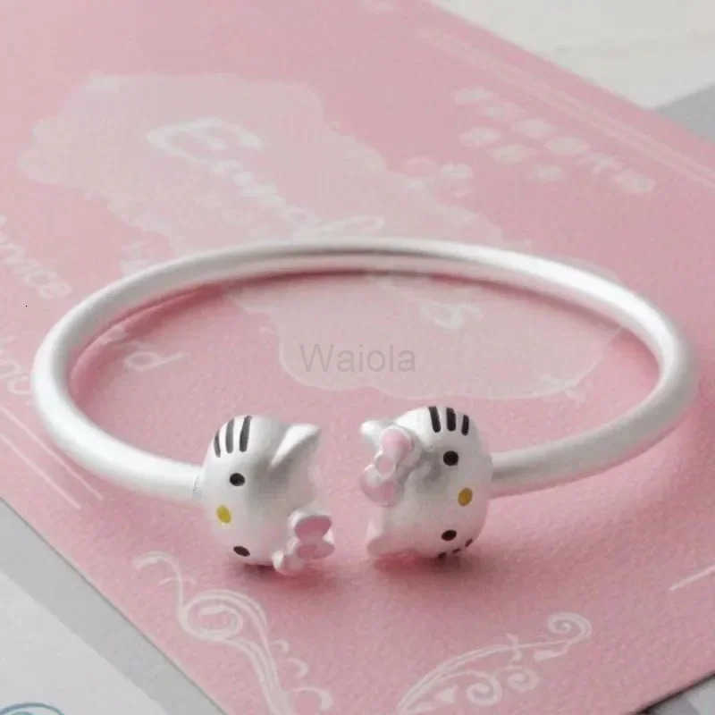Sanrio Hello Kitty Necklace Anime Character Pink Peach Heart Crystal Cat Push-Pull Bracelet Pendant Couple Decoration Girl Gift H251205