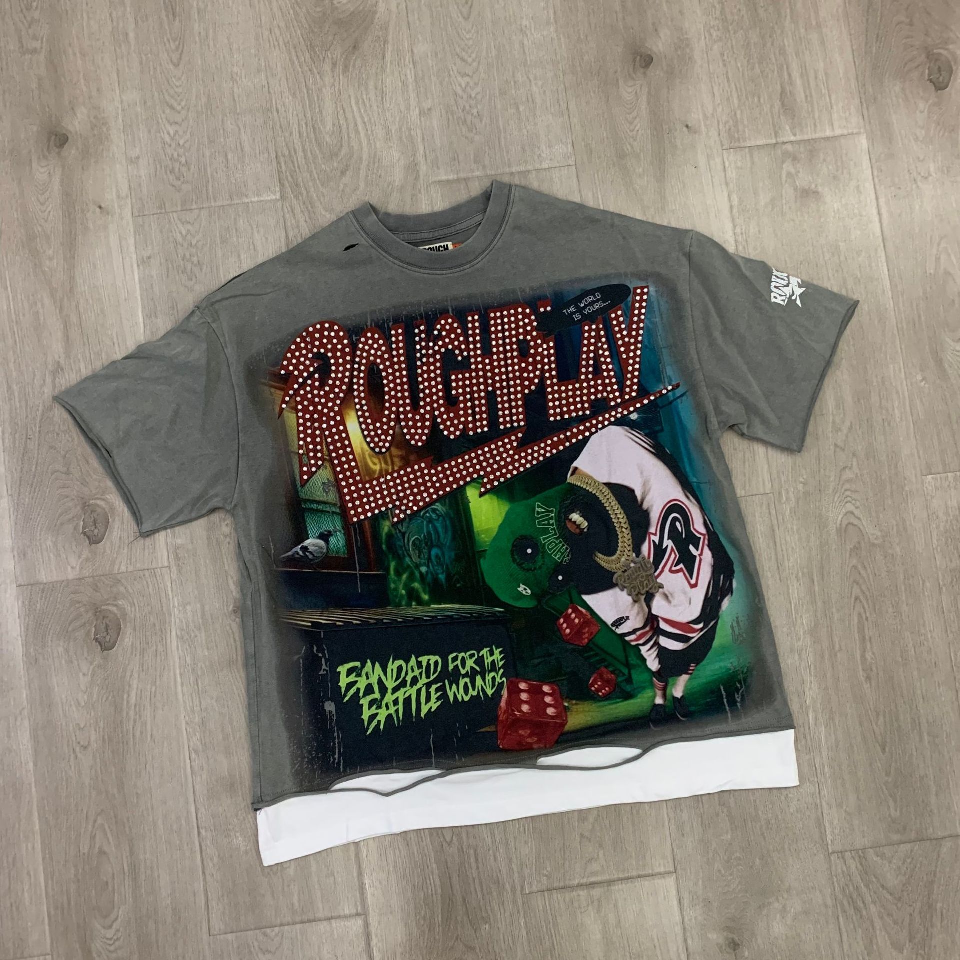 Men's T-Shirts RoughPlay Short Sleeves Dark Hip-hop Rock Style High-quality Cotton With Skull Print Patterns Hip-hop Youth American Street Style