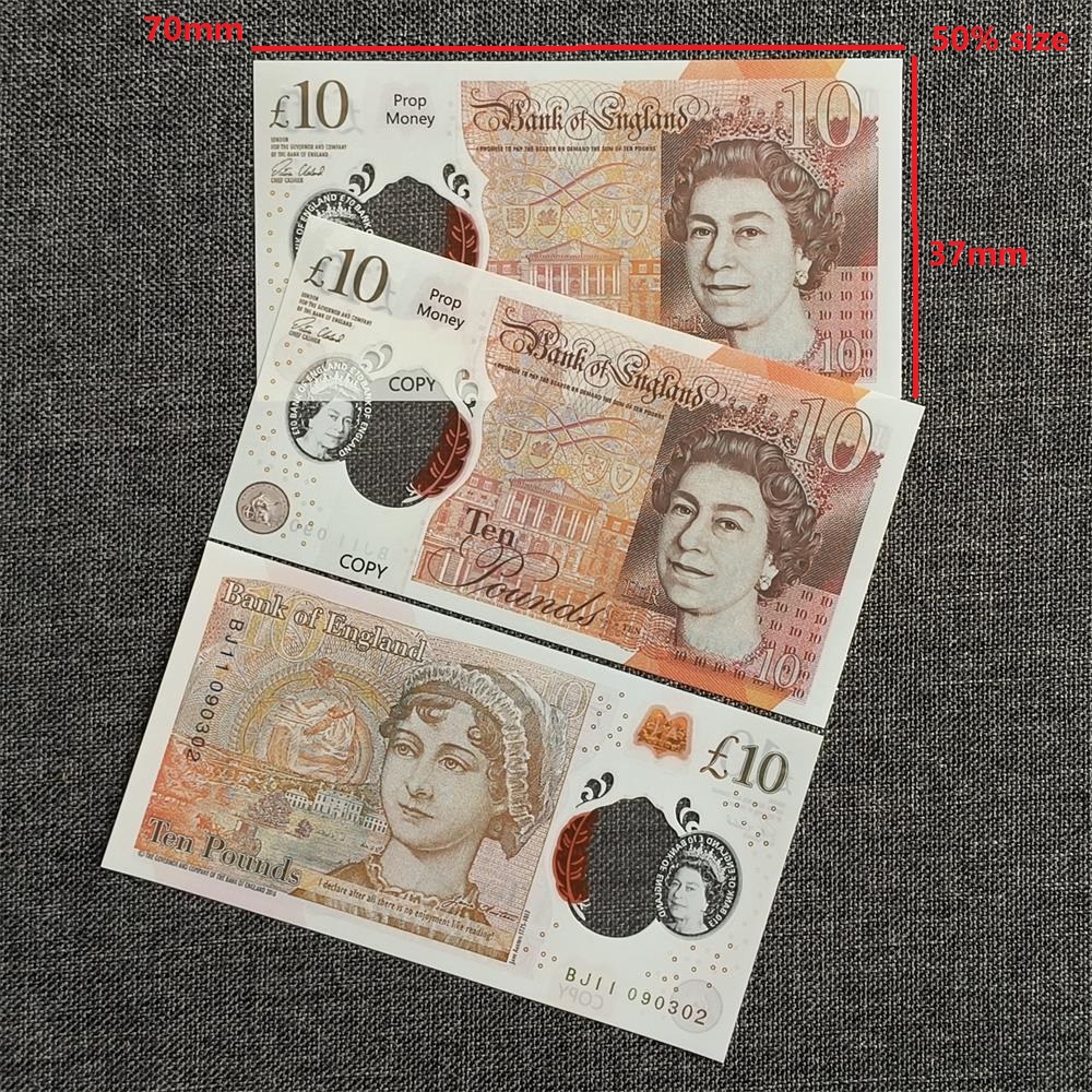 5A High Quality Realistic UK Pound Prop Money From England Movie Polymer GBP Sterling Paper Denominations Decorative Money Britain 70*37mm 50%