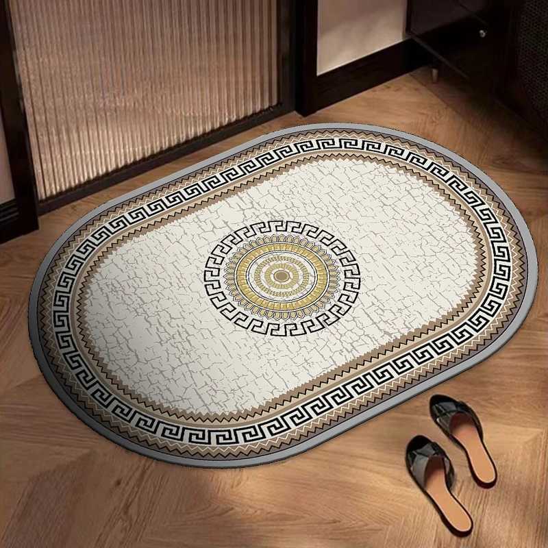 Retro French bathroom bathroom door diatom mud water absorption non-slip door mat foot pad toilet quick-drying carpet H251205