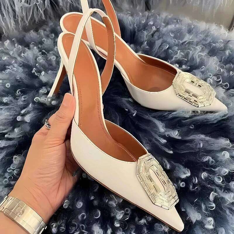 Sexy Luxury Designer High Heels Silk Rhinestone New Sandals Women Pointy Fine Heel Fashion Glitter Wedding Party Dress Shoes - view 5