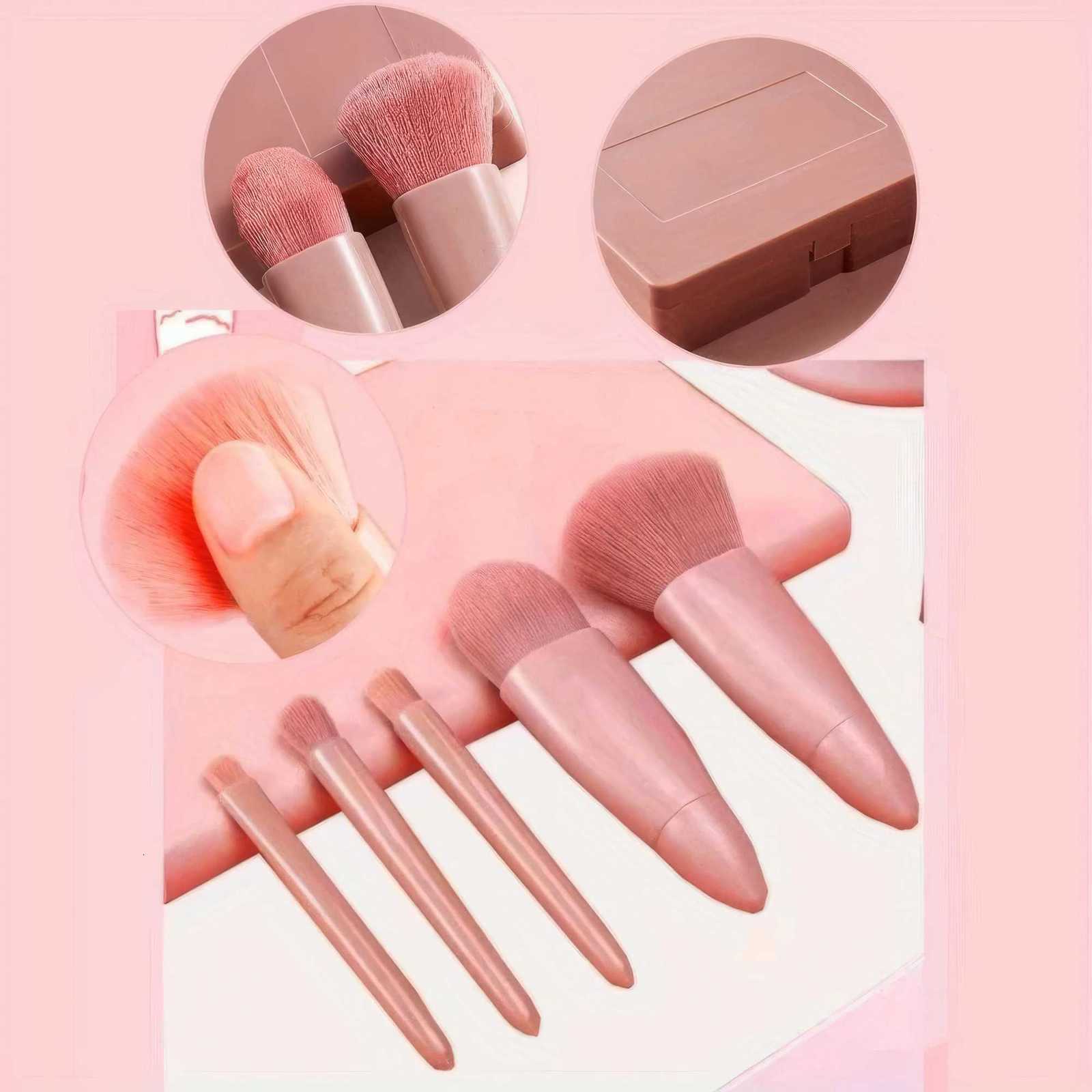 1 Set of Portable Makeup Brush Pink Portable Makeup Tool Set Easy To Clean Suitable for Travel and OutingsT251205