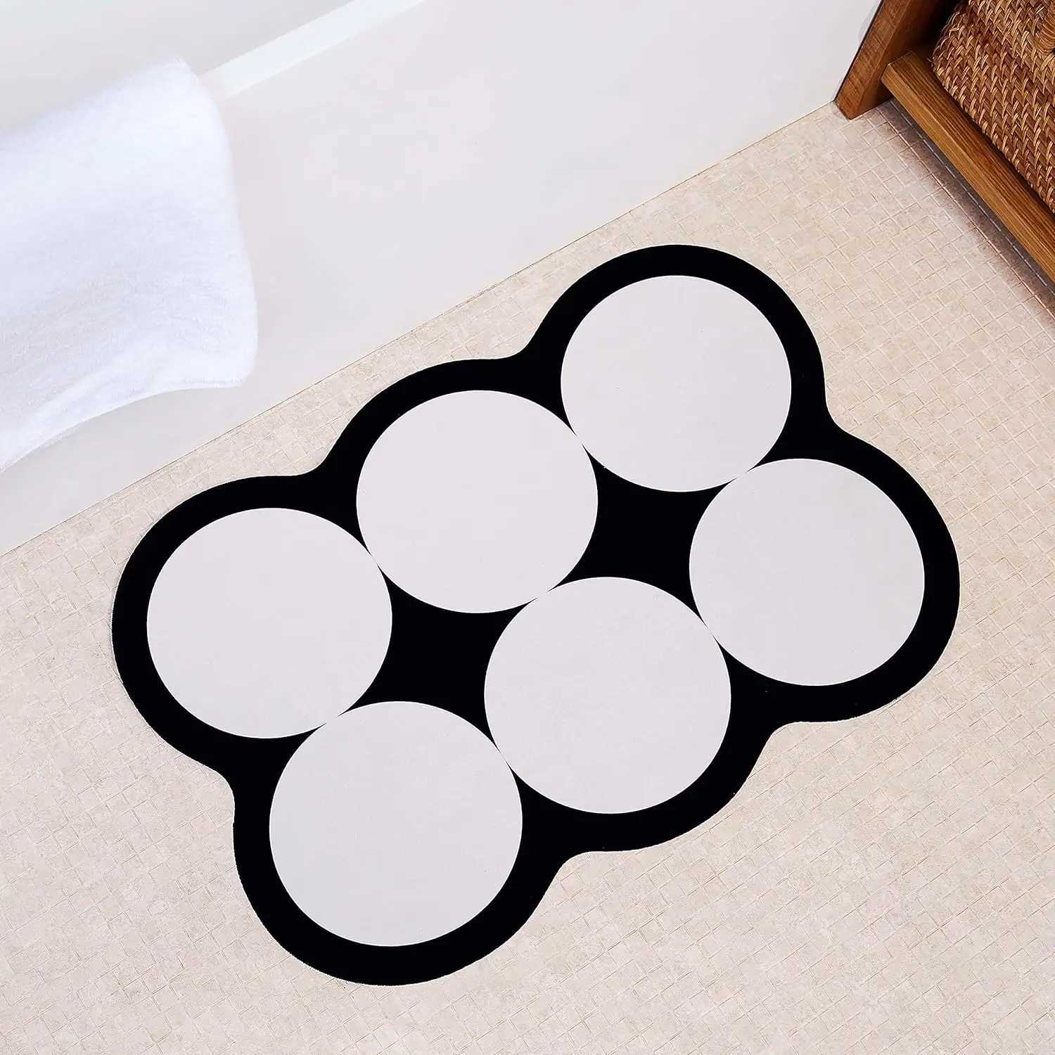 VIKAMA Modern Simple Air Geometry Diatom Mud Mat Bath Water Absorbent Easy To Dry Non-Slip Foot Mat Bath Household Door Mat H251205