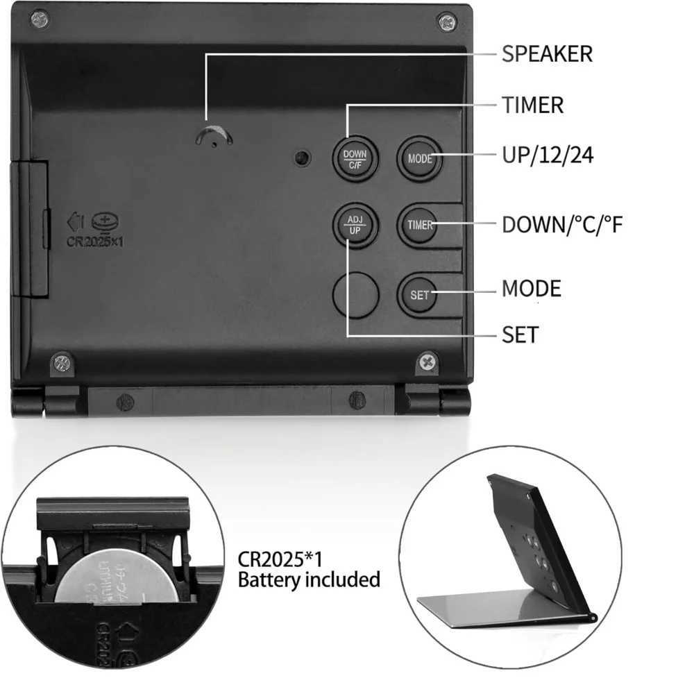 Foldable Backlit Calendar Clock Stylish Snooze Digital Alarm Clock Bedrooms Offices Travel Alarm Clock Compact Desk LCD Clock M251205 - view 4